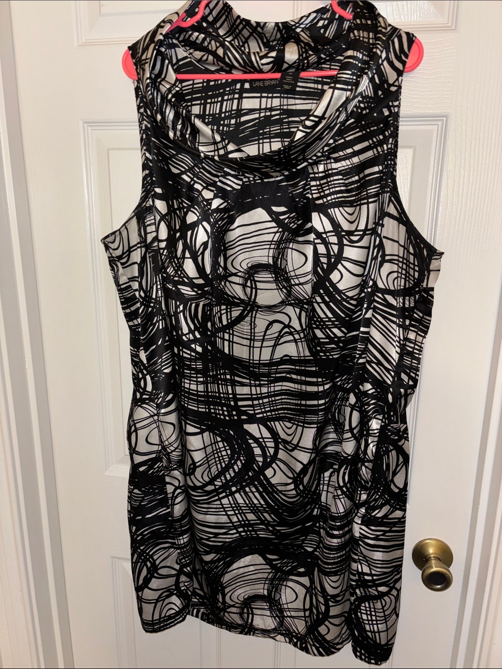 Lane Bryant Black & White Abstract Cowl-Neck Mini Dress